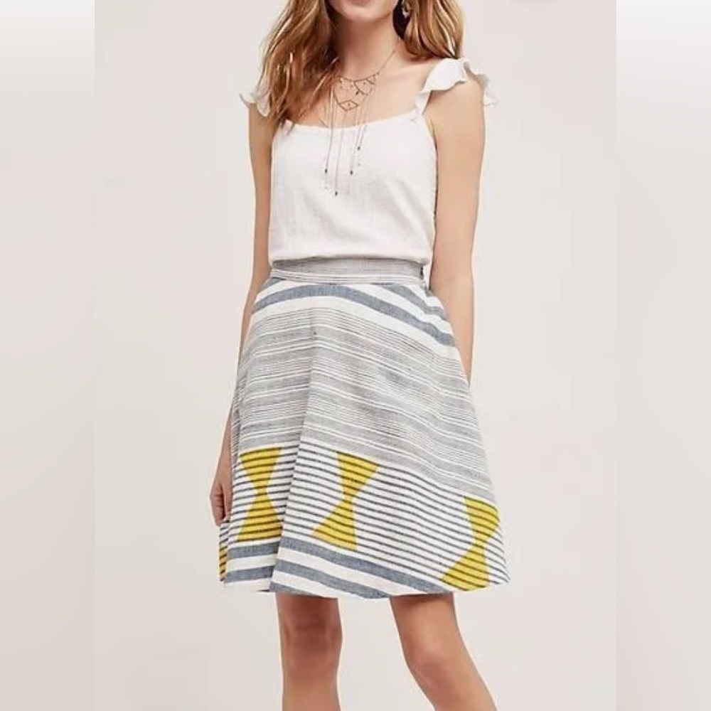Plenty by Tracy Reese x Anthropologie Marisol Swing Skirt Striped Boho Whimsy